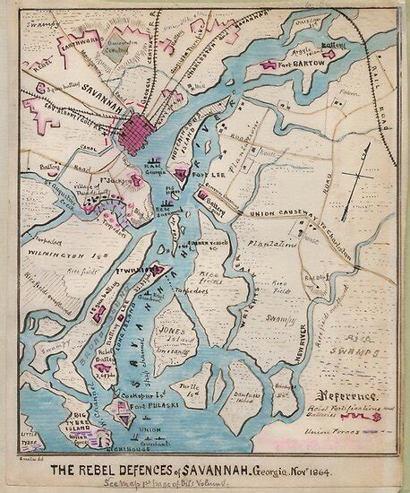 Civil War Maps 1797 The Rebel Defences Sic Of Savannah Georgia Nov