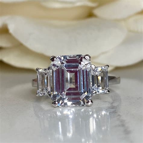 Emerald Cut Sapphire Engagement Ring 5905 14k Solid Gold Etsy
