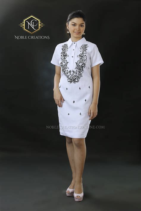 Modern FILIPINIANA Dress Linen BARONG TAGALOG Philippine Lupon Gov Ph