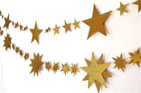 Glitter Gold Stars And Starburst Banner 5 Or 10 Feet Long Etsy Gold