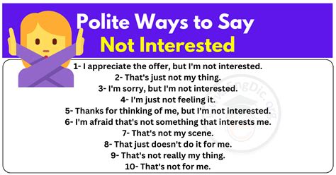 Other Ways To Say Not Interested Polite Creative Engdic