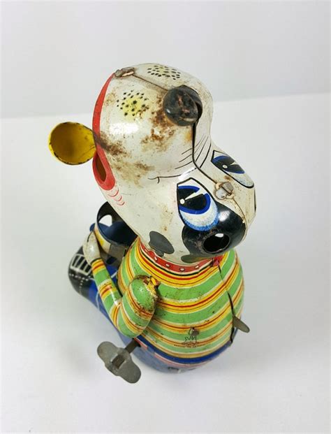 Vintage Tin Litho Toy Dog Made In Japan Wind Up Toy