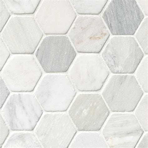 Hampton Carrara Tumbled Hex Marble Mosaic Tile 3 X 3 In The Tile Shop