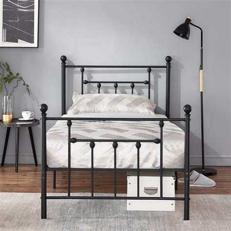 Twin Size Antique Bed Frameplatform Bed With Victorian Iron Headboard
