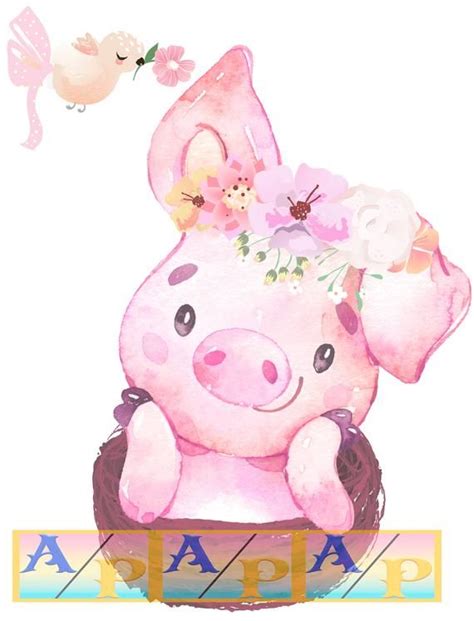Pig Nursery Prints Set Of 3 Whimsical Art For Kids Room Pig Etsy