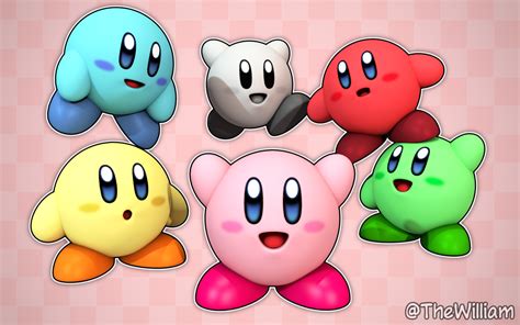 I 3d Modeled Kirby And I Made A Render With The Different Colors Of