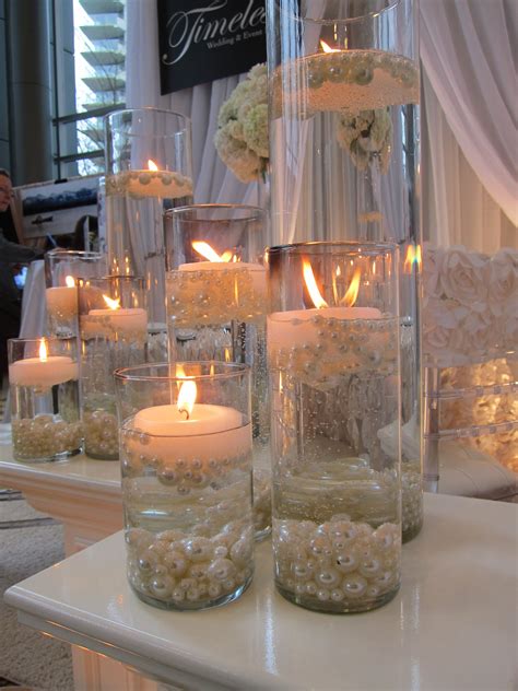 Candles With Pearls Wedding Table Centerpieces Wedding Centerpieces