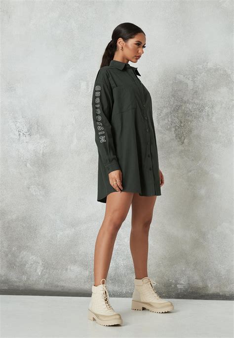Khaki Missguided Oversized Shirt Dress Missguided