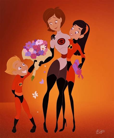 Happy Moms Day Felíz día de la madre The incredibles Pixar characters Cartoon character