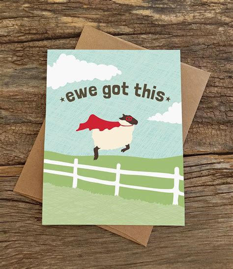 Funny Card Encouragement Card You Got This Ewe Etsy Encouragement Cards Funny Cards
