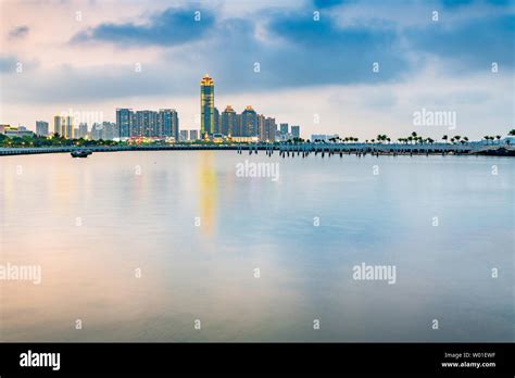 City Night View Of Jinsha Bay Zhanjiang City Stock Photo Alamy