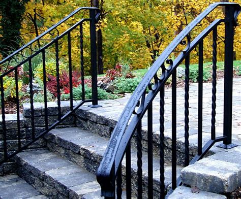Vevor wrought iron handrail, fit 1 or 2 steps outdoor stair railing, adjustable front porch hand rail, black transitional hand railings for concrete steps or wooden stairs with installation kit. Amazing Railings For Outdoor Stairs #10 Wrought Iron Railings Outdoor Steps | Newsonair.org