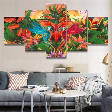 Modular Wall Art Frame Home Decor Poster 5 Pieces Colorful Animal