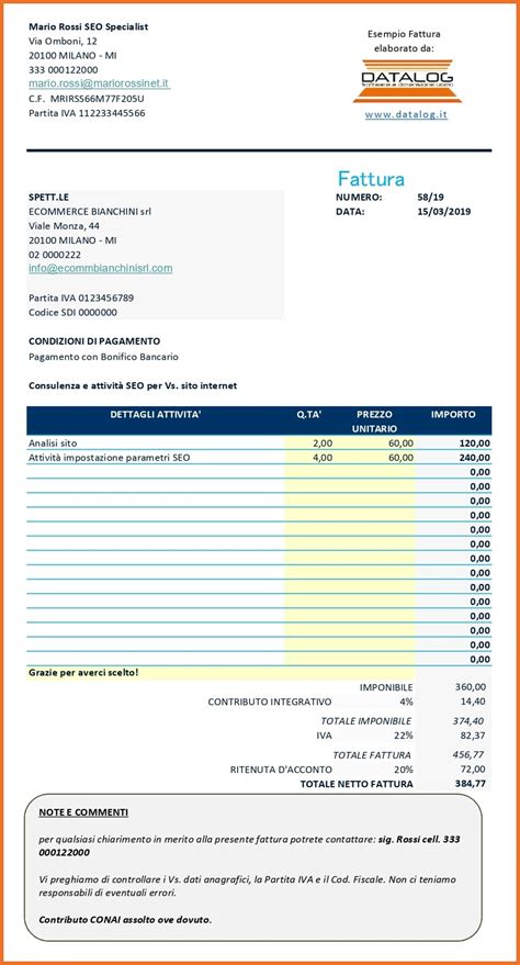 Modello Fattura Excel Esempi Scaricabili Online E Come Compilarli