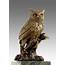 Beautiful Bronze Owl Seated On A Branch Sculpture Created Milo