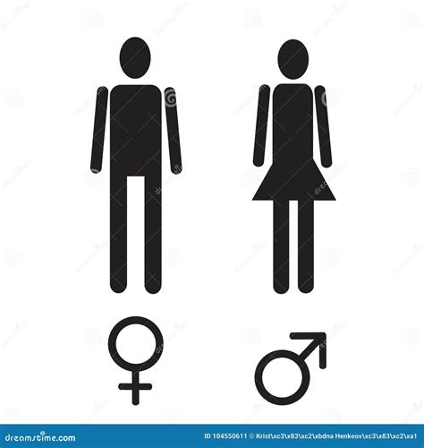 vector male and female figure and sex sign simple black icon set stock vector illustration of