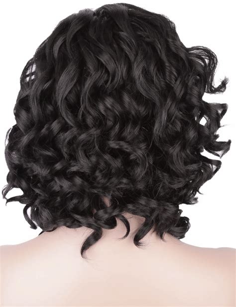 African Black Short Curly Hair Lady Long Curly Hair Black Realistic