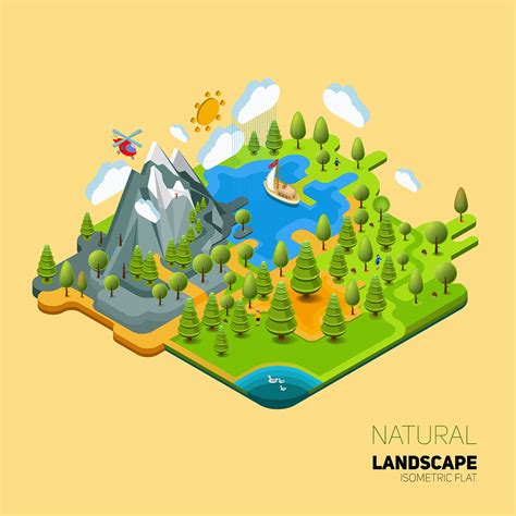 Flat 3d Natural Landscape Vector On Behance