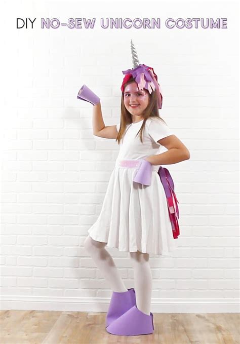 Make a cone out of a thin piece of cardboard or paper and attach to the. DIY Unicorn Costume: Easy, No Sew Kids Costume - Persia Lou