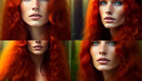 Lexica Brunette Wild Hair Long Wavy Red Orange Hair Ivory Fair Skinned Exotic Freckles