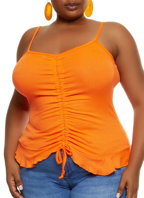 Plus Size Ruched Tie Front Cropped Cami