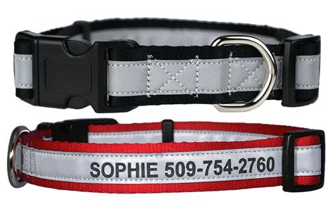 Reflective Engraved Dog Collars Personalized Gotags