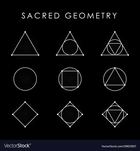Sacred Geometry White Symbol Set Triangle Circle Vector Image