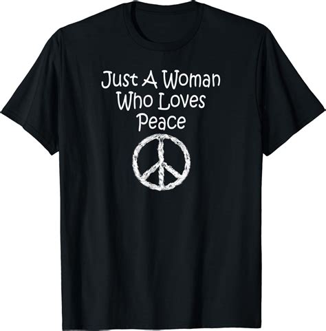 Just A Woman Who Loves Peace Sign T Shirt Uk Fashion