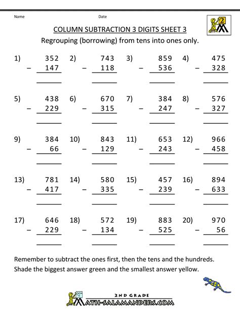 Welcome to our 1st grade addition and subtraction word problems. Printables of Column Subtraction Year 3 - Geotwitter Kids Activities