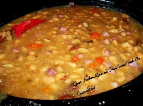 Chunks of white meat chicken, great northern beans, salsa, and pepper jack cheese make this a super simple and super quick recipe sure to please everyone! Great Northern Bean N Ham Soup / Crock Pot Recipe | Just A Pinch Recipes