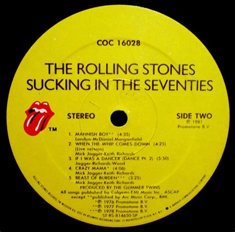 The Rolling Stones Sucking In The Seventies Rare Promotional Album