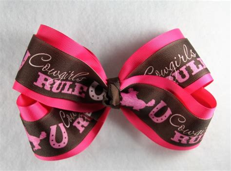 Hot Pink Brown Cowgirl Hair Bow