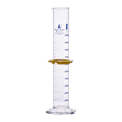 Graduated Cylinder 1000ml Class A Astm Plastic Guard And Hexagonal