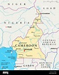 Cameroon Political Map with capital Yaounde, national borders, most ...