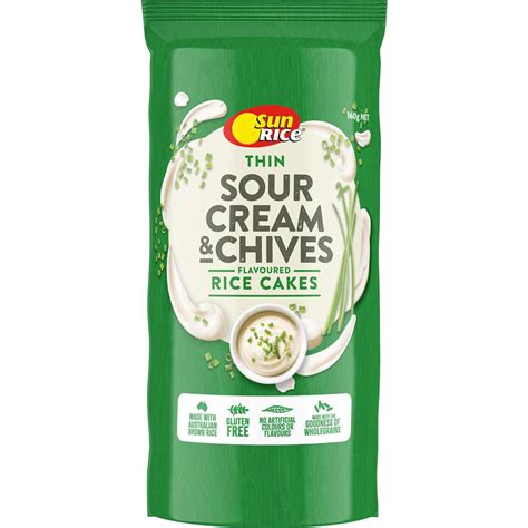 Sunrice Thin Rice Cakes Sour Cream And Chives 160g Woolworths