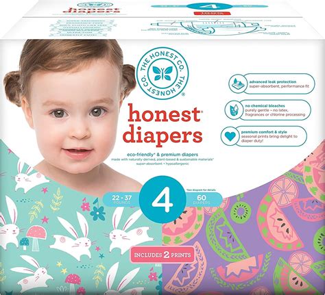 Honest Baby Diapers Club Box Bunnies And Sliced Fruit Size 4 60 Count