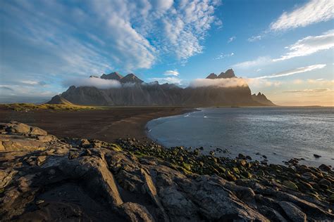 Wallpaper Iceland Vestrahorn Nature Mountain Sky Stones Clouds