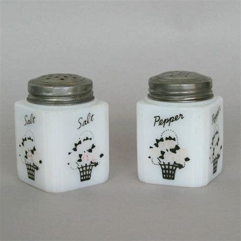 Vintage Tipp City Milk Glass Salt And Pepper Shakers Etsy Glass