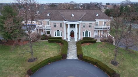 Premium Stock Video Aerial Of Home Stately Sprawling Mansion