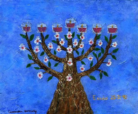 Almond Blossom Menorah Lampstand Painting By Cassandra Donnelly