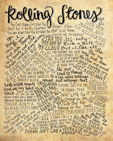 Rolling Stones Lyrics and Quotes 8x10 handdrawn and | Etsy