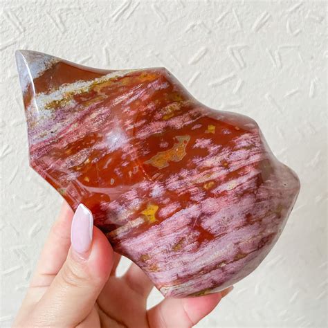 Ocean Jasper Crystal Flame Healing Crystal Home Decor Etsy