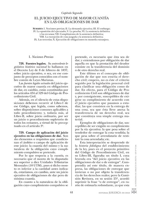 Juicio Ejecutivo Obligación De Dar Mario Casarino Derecho Procesal