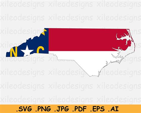 North Carolina Map Flag Svg Nc Usa United States Of America Etsy