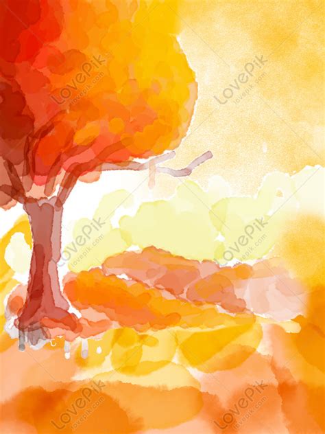 Original Hand Painted Watercolor Textured Big Tree Background Il