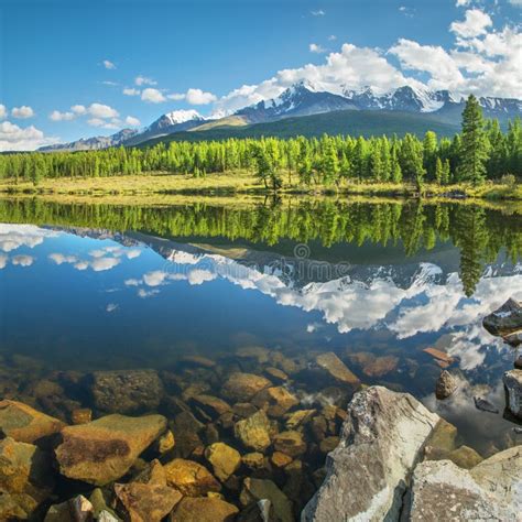 Picturesque Mountain Lake In The Summer Morning Altai Beautiful