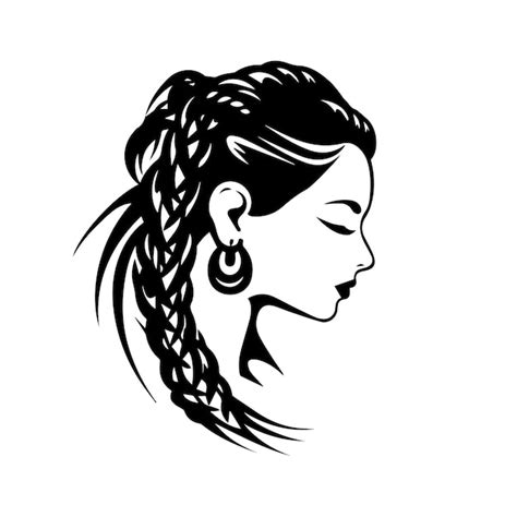 Premium Vector Braided Hairstyle Black And White Vector Template Set