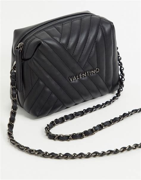 valentino bags criss cross quilted cross body bag in black with chain strap asos
