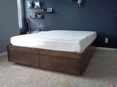 Building a bed with drawers. Platform Bed With Drawers | Bed frame with drawers ...