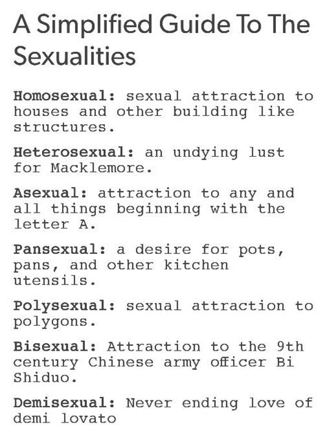 Simplified Guide To The Sexualities Momo Self Deprecating Humor